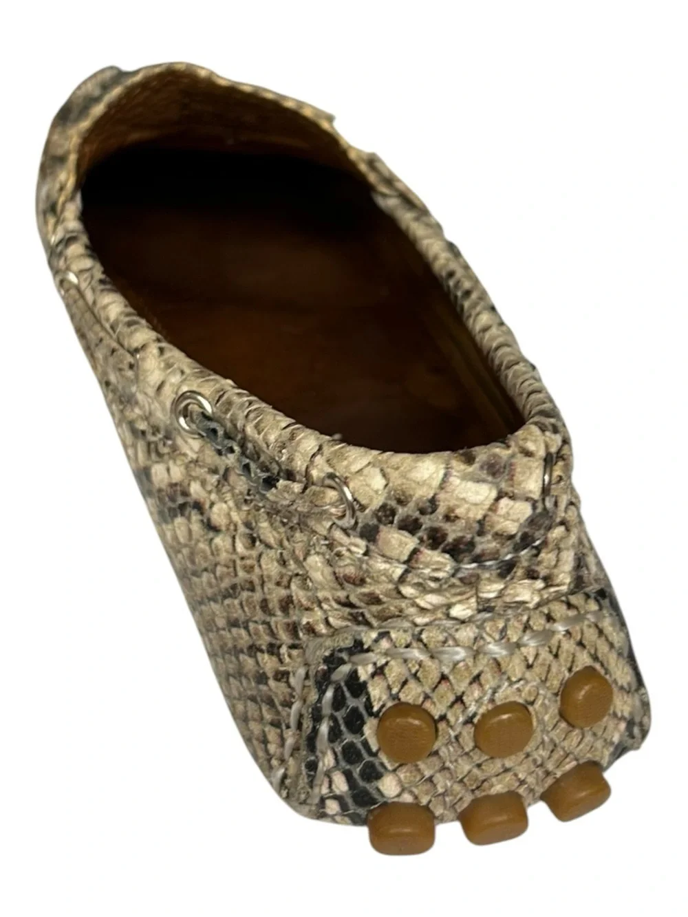 Coach Nadia Snakeskin Print Leather Driving Loafers Size 7 Tassel Loafers
